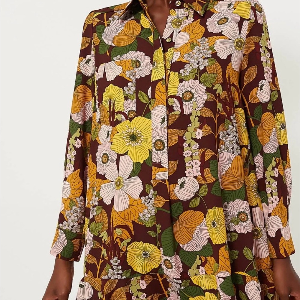 Tuckernuck Floral Mini Dress in Brown, Yellow, Green, Pink